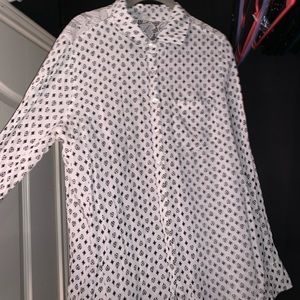White and black button up shirt